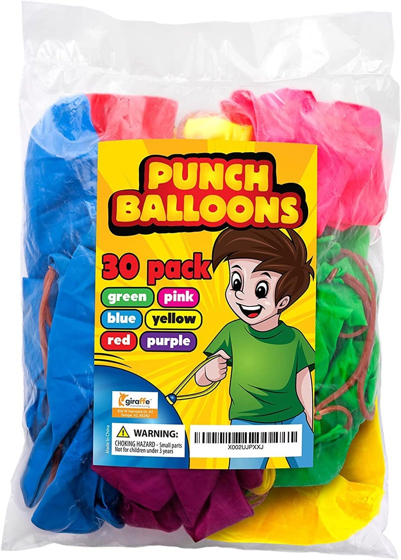Giraffe Manufacturing Giraffe 30 Pack Punch Balloons Valentines Party Favors for Kids- 18 Inches Large Thick Latex Neon Rubber Heavy Duty Balloons - Age 4-8, 6 to 8, 8-12 Easter Basket Stuffers - Image 5